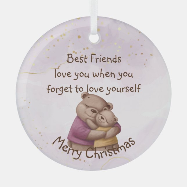 Freundschaft Teddy Bären Liebe Sie Inspiration Ornament Aus Glas (Vorderseite)