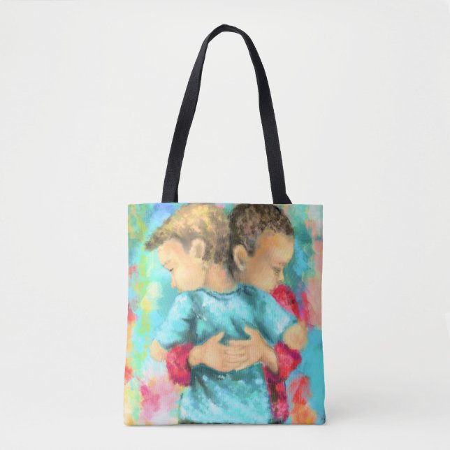 Freundschaft Tote Bag Kinder umarmt (Vorderseite)