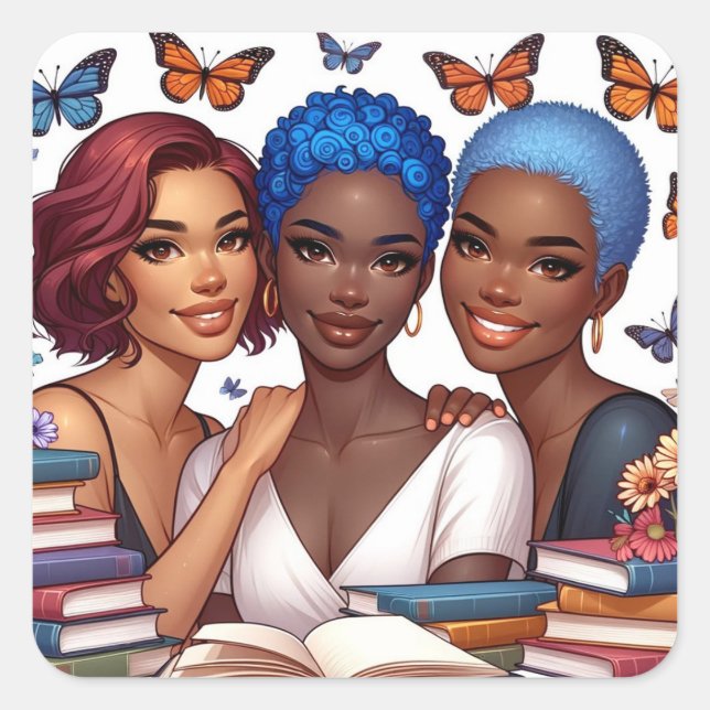 Freundschaft und Worte Quadratischer Aufkleber (Vorderseite)