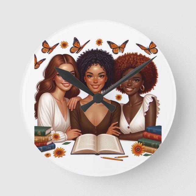 Freundschaft und Worte Runde Wanduhr (Vorderseite)