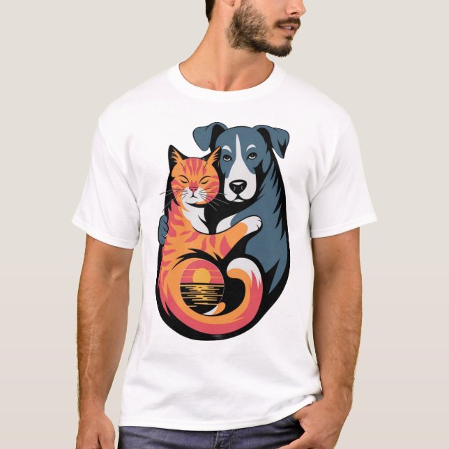 Freundschaft von Hunden und Katzen T-Shirt (Vorderseite)