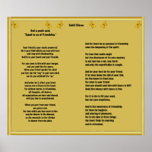 Freundschaft von Kahlil Gibran Poster