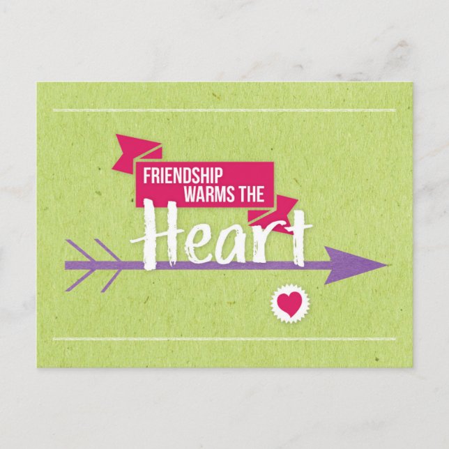'Freundschaft wärmt das Herz' Postkarte (Vorderseite)