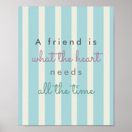 Freundschaft Zitat blaubeige Streifen inspirierend Poster