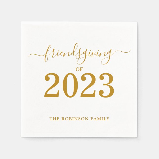 Freundschaft zum 2023 Gold Script Erntedank Serviette (Vorderseite)