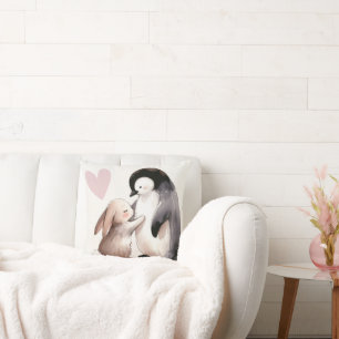 Freundschaft zwischen Bunny und Penguin Kissen