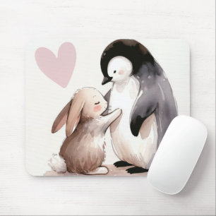 Freundschaft zwischen Bunny und Penguin Mousepad