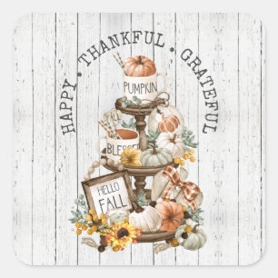 Freundschaftliches Abendessen Herbstliche Goodies Quadratischer Aufkleber