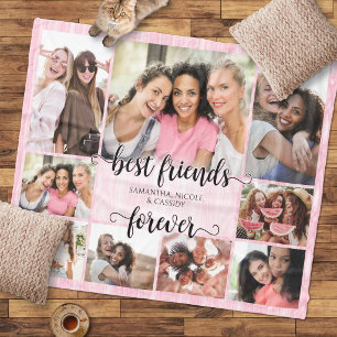 Freundschafts-BFF-Rosa-Fotocollage Fleecedecke