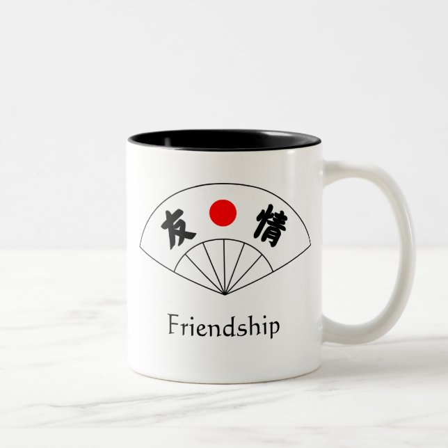 Freundschafts-Kanji-Tasse Zweifarbige Tasse (Rechts)