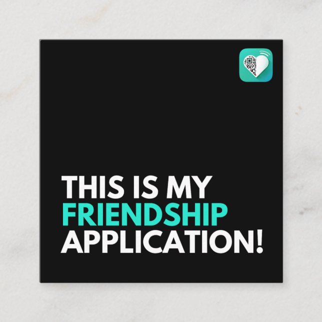 Freundschaftsapplikation Quadratische Visitenkarte (Vorderseite)