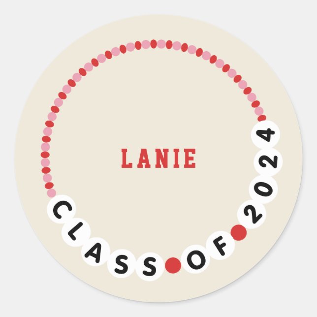 Freundschaftsbracelet-Klasse 2024 Abschluss Runder Aufkleber (Vorderseite)