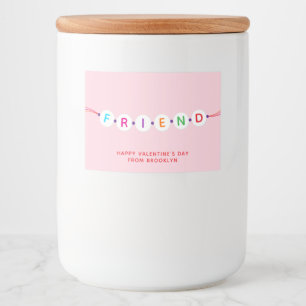Freundschaftsbracelet pink Valentinstag Lebensmitteletikett