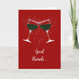 Freundschaftskarte Wine Good Friends Card Feiertagskarte