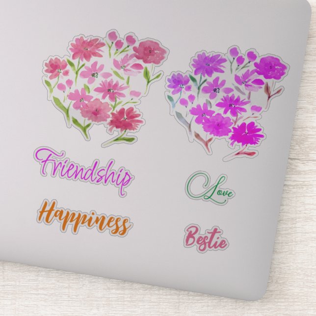 Freundschaftskollektion Wasserfarben Wilde Blume Aufkleber (Detail)