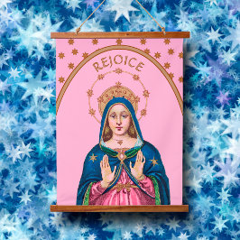 Freut euch! (Gaudete in Englisch) Upper Torso BVM Wandteppich Mit Holzrahmen