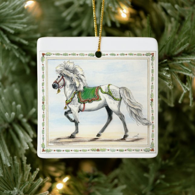 Frey Jol Icelandic Horse Christmas Keramikornament (Baum)