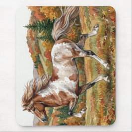 Freya Icelandic Horse in Autumn Forest Mousepad