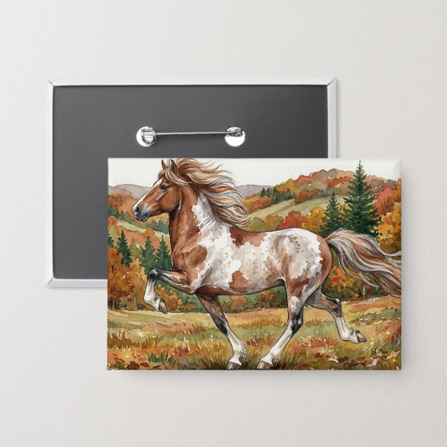 Freya Isländer im Herbstwald Button (Vorderseite/Rückseite)