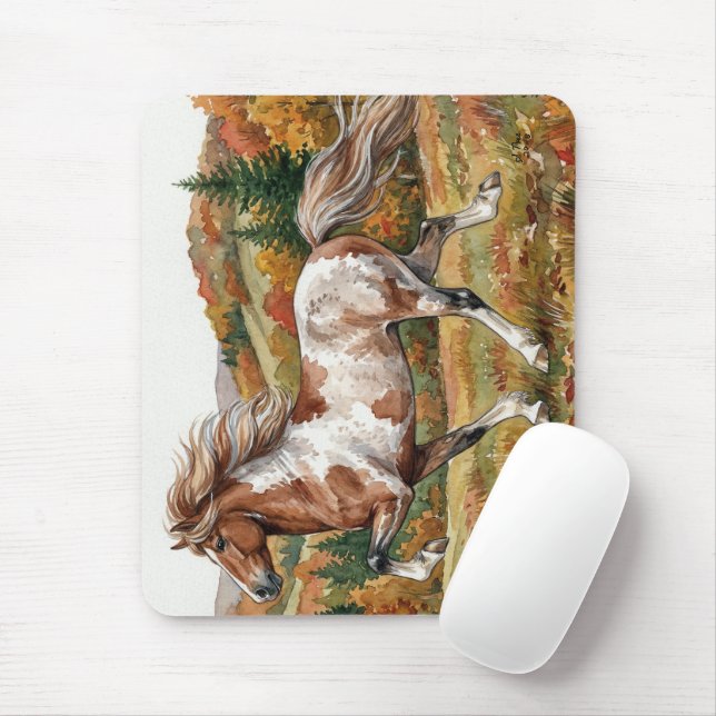 Freya Isländerpferd im Herbstwald Mousepad (Mit Mouse)