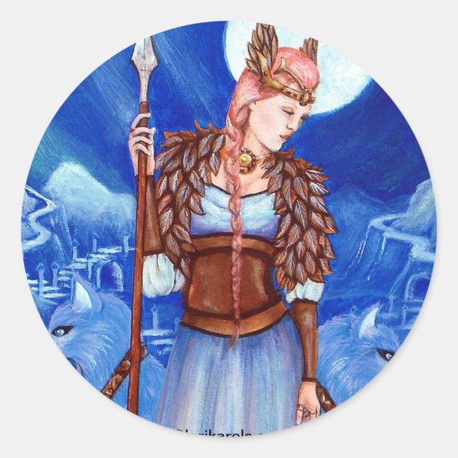 Freya Norse Goddess Runder Aufkleber (Vorderseite)