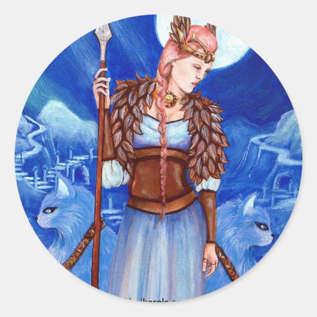 Freya Norse Goddess Runder Aufkleber (Vorderseite)