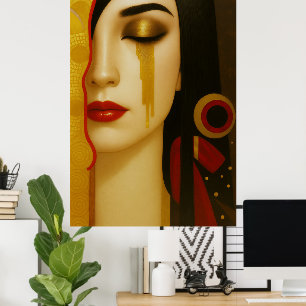 Freyas goldene Tränen mit dunklen Haaren Poster
