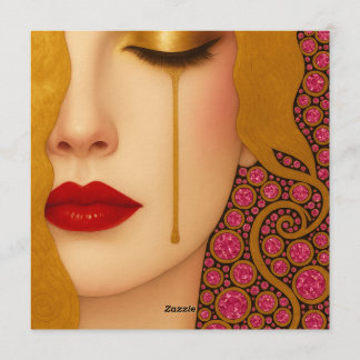 Freyas Herzschmerz goldene Tränen in rosa Motiv Einladung
