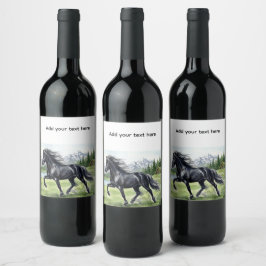 Freydis Black Horse Schöne Landschaft Weinetikett