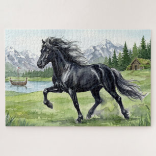 Freydis Black  Isländisches Pferd in nordischer La Puzzle