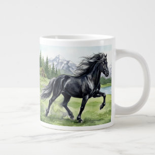 Freydis Schwarzes Isländisches Pferd auf der Wiese Jumbo-Tasse
