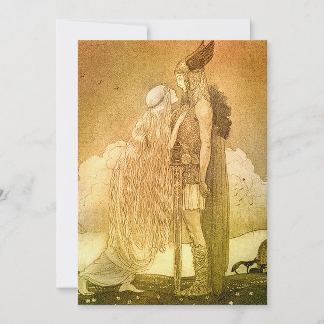 Freyja und Svipdag von John Bauer 1911 Einladung (Vorderseite)