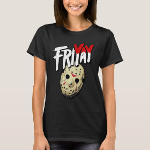 FRI YAY Friyay Goth Horror Fan Parody Retro Hockey T-Shirt