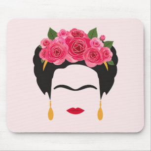 Frida Inspirierte Florale Krone Mauspad Rosa Rosen