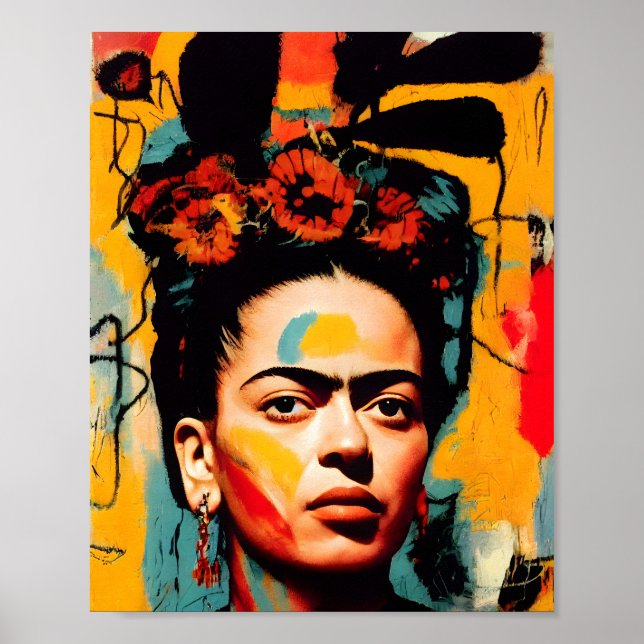 Frida Kahlo Abstrakt Colorful Poster (Vorne)