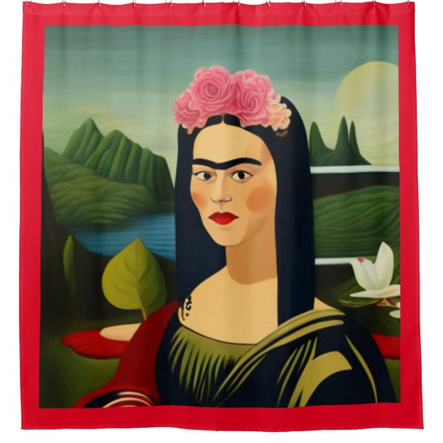 Frida Kahlo als Mona Lisa Duschvorhang (Vorderseite)