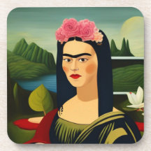 Frida Kahlo als Mona Lisa Hard Plastic Untersetzer