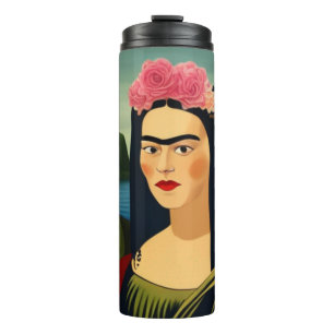 Frida Kahlo als Mona Lisa Thermal Tumbler Thermosbecher