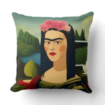 Frida Kahlo als Mona Lisa Throw Pillow