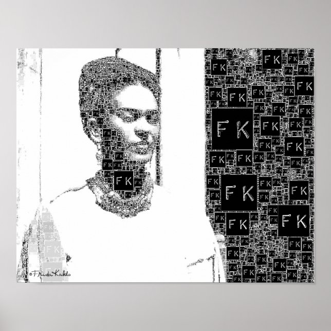 Frida Kahlo Black and White Portrait Poster (Vorne)