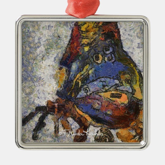 Frida Kahlo Butterfly Monet Inspiriert Silbernes Ornament (Vorne)