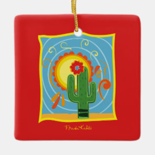 Frida Kahlo Cactus Graphic Keramikornament