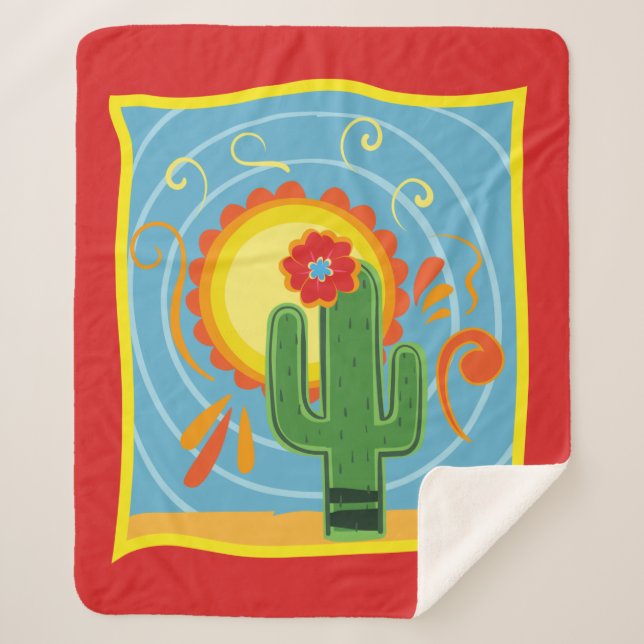 Frida Kahlo Cactus Graphic Sherpadecke (Vorderseite)