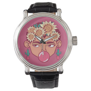 Frida Kahlo Cartoon Armbanduhr