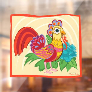 Frida Kahlo Chicken Graphic Fensteraufkleber