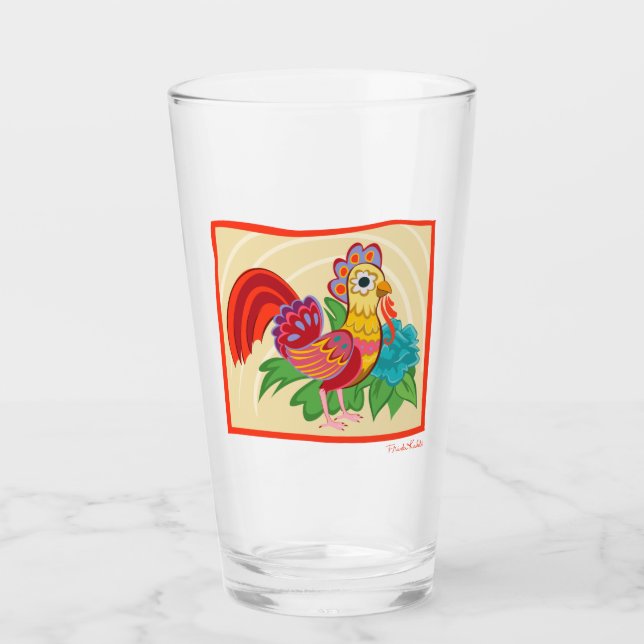 Frida Kahlo Chicken Graphic Glas (Vorderseite)