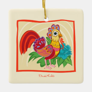 Frida Kahlo Chicken Graphic Keramikornament
