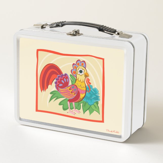 Frida Kahlo Chicken Graphic Metall Brotdose (Vorderseite)
