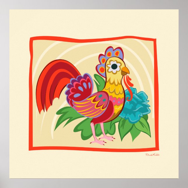 Frida Kahlo Chicken Graphic Poster (Vorne)