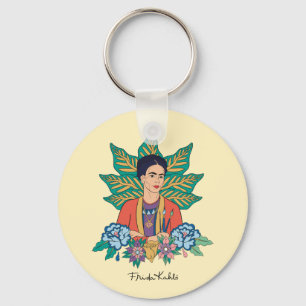 Frida Kahlo Colorful Floral Graphic Schlüsselanhänger